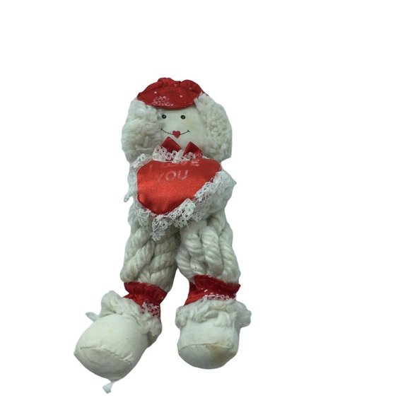 Mop Doll Plush Stuffed Toy I LOVE YOU heart Red Satin Hat Heart Ankle 6.5" RARE - Picture 3 of 3